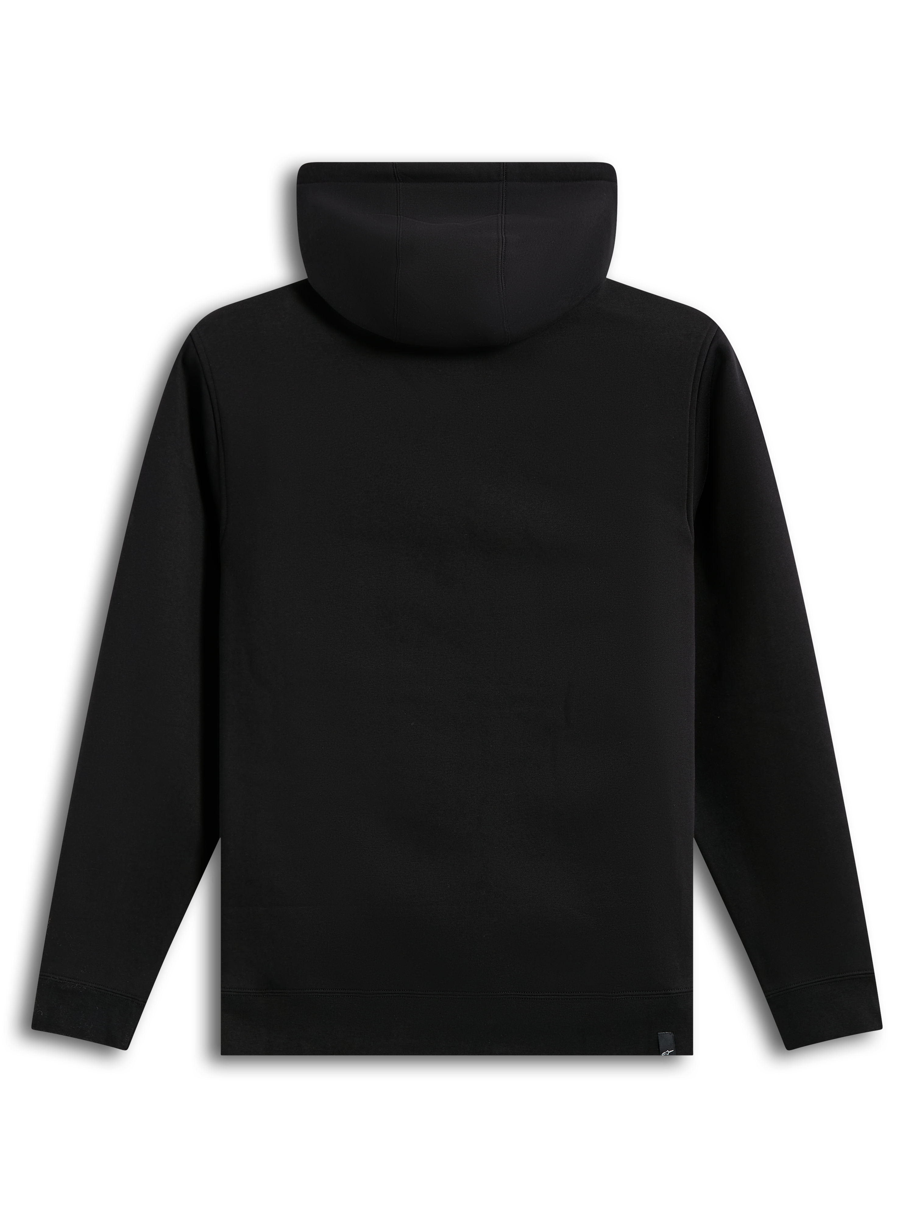 Alpinestars Ageless V3 Hoodie, sort fleecehættetrøje set bagfra med ribmanchetter og kant, klassisk sportstøj.