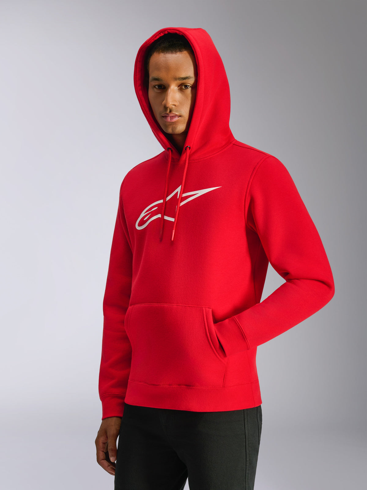 Alpinestars Ageless V3 Hoodie, Red, Unisex Casual Streetwear, White Logo on Chest, Front Pocket, Hooded Sweatshirt with Drawstrings, Soft Cotton Blend, Relaxed Fit