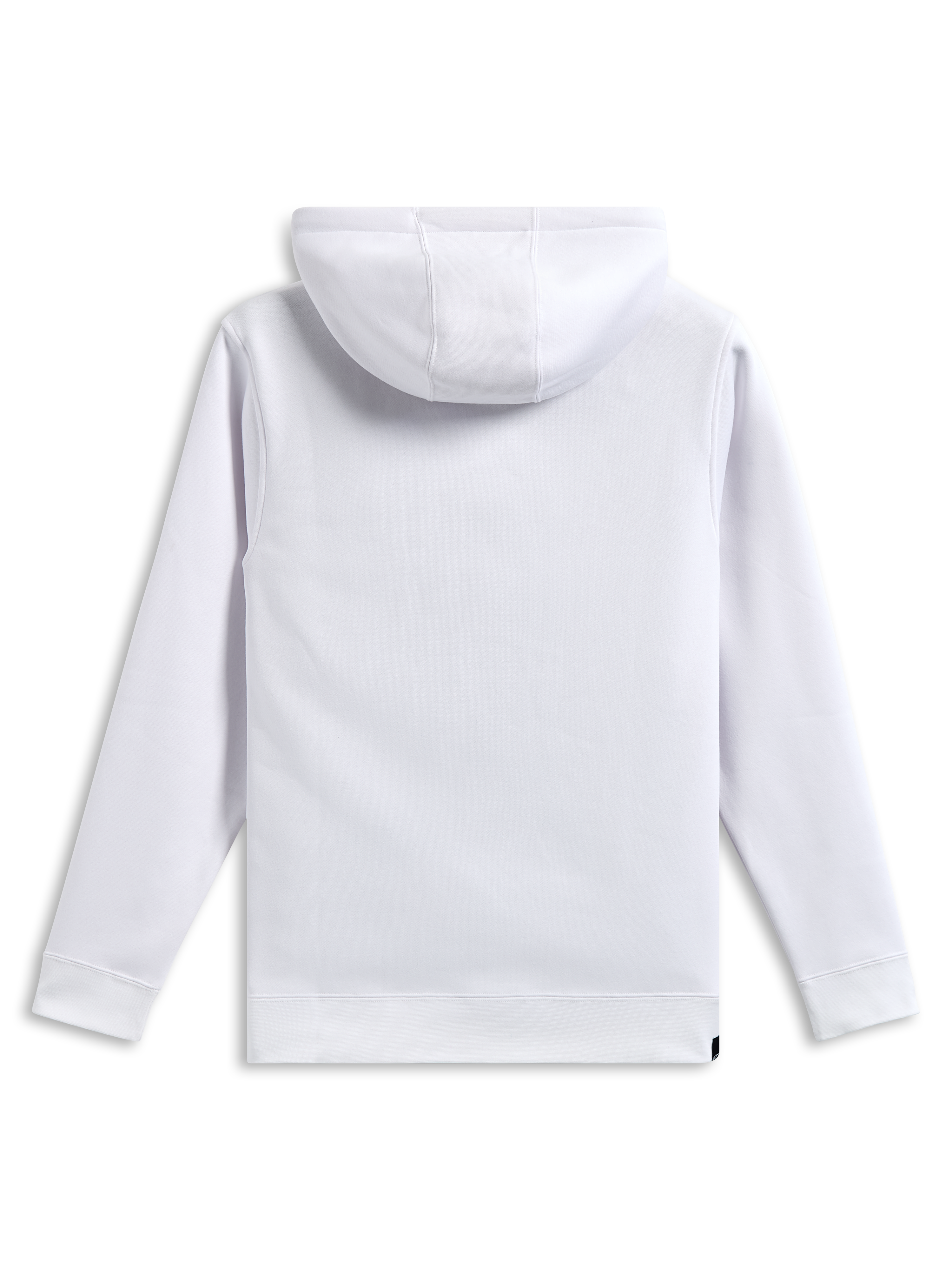 Alpinestars Blaze V3 hættetrøje, set bagfra, ensfarvet hvid, pullover fleece-hættetrøje, lange ærmer med ribkanter ved manchetter og søm, afslappet sportstøj