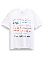 Alpinestars Glyfs CSF T-shirt, hvid kortærmet t-shirt med multi-logo stribet grafisk print på fronten, afslappet motorsport sportstøj