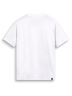 Alpinestars Glyfs CSF T-shirt, hvid kortærmet T-shirt set bagfra med internt nakkeprint og ekstern mærkning, afslappet motorsport sportstøj