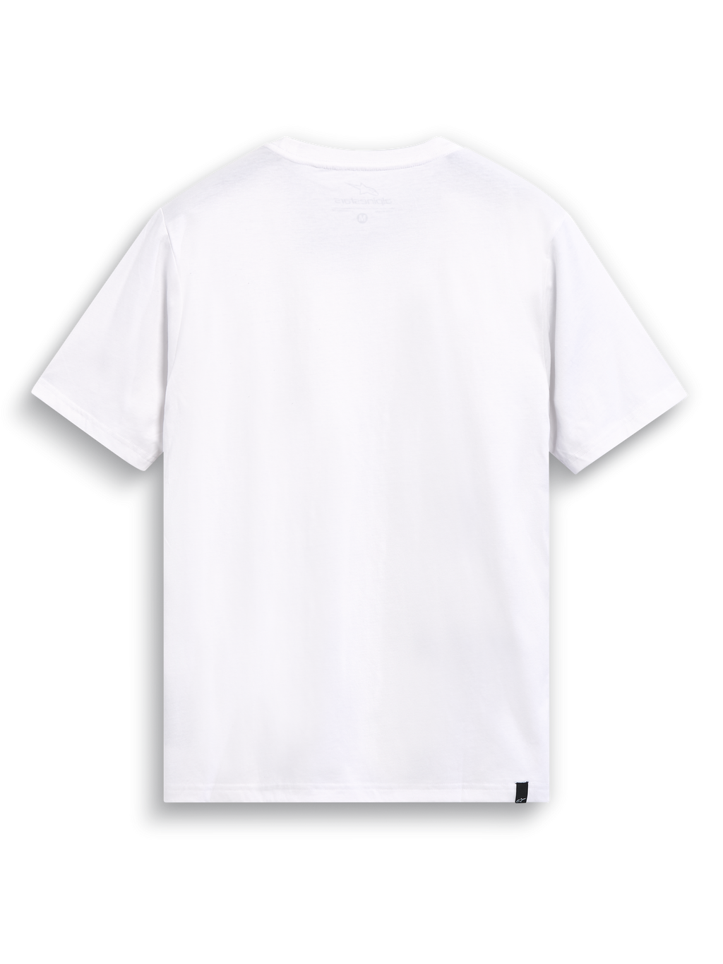 Alpinestars Elliptic CSF Tee, white short-sleeve sportswear t-shirt, rear view showing internal neck print and external hem label