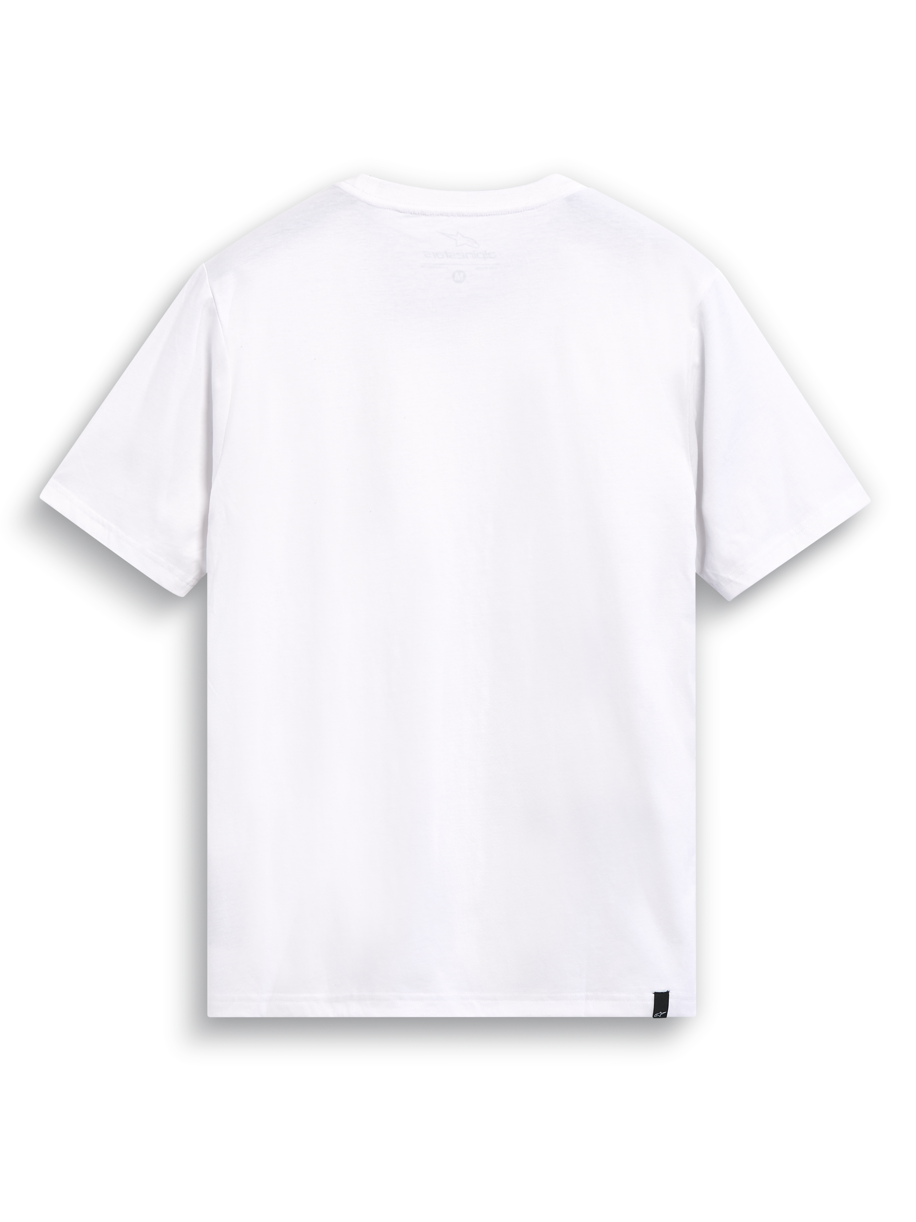 Alpinestars Elliptic CSF Tee, white short-sleeve sportswear t-shirt, rear view showing internal neck print and external hem label