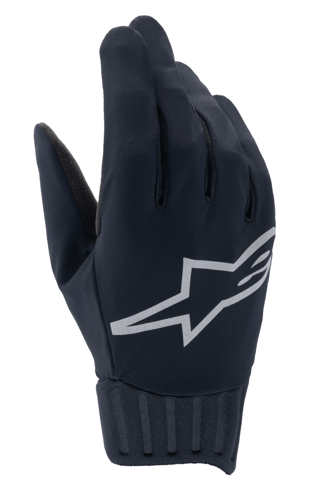 Alpinestars A-Dura Rain Gloves, Waterproof MTB Gloves, Black, Large grey Alpinestars star logo, Ribbed neoprene cuff, Smooth fabric construction for all-weather cycling