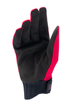 Alpinestars A-Dura Rain Gloves, MTB-handsker, Red Fluo og sort, håndfladevisning med sort syntetisk ruskindshåndflade, ribbet neoprenmanchet med krog-og-løkke-strop, lavprofildesign til mountainbike