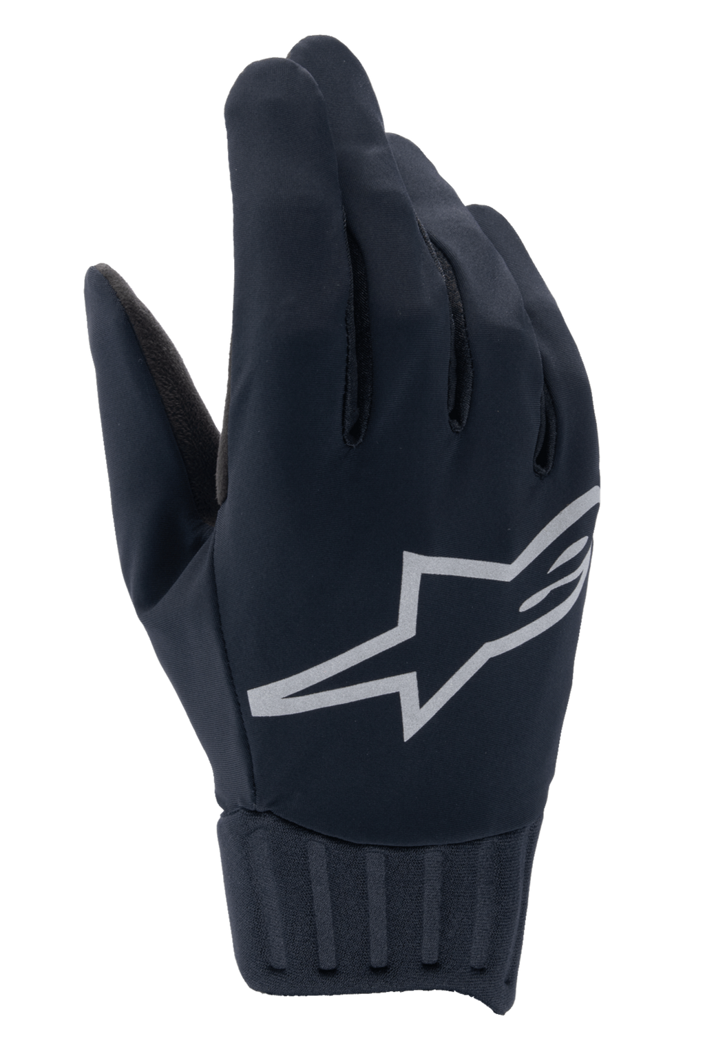 Alpinestars Stella A-Dura Rain Gloves, vandtætte MTB-handsker til damer, sort med sølvreflekterende logo, ribbet neoprenmanchet, vindafvisende materiale, højtydende cykeludstyr