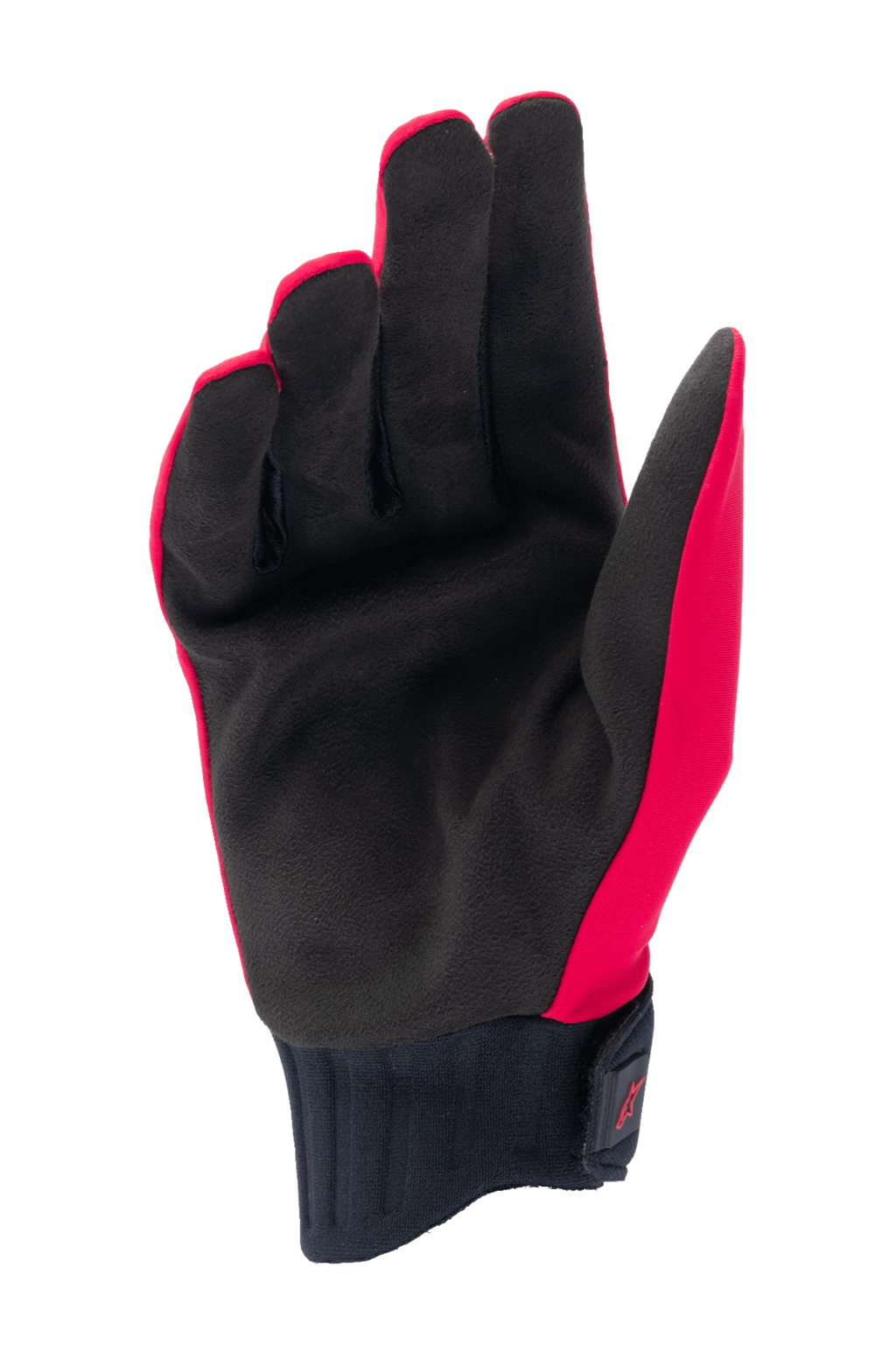 Alpinestars Stella A-Dura Rain handsker til damer, Red Fluo og sort, håndfladevisning med syntetisk ruskindshåndflade, ribstrikket neoprenmanchet med krog-og-løkke håndledslukning, vandtætte cykelhandsker