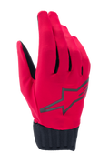 Alpinestars Stella A-Dura Rain handsker, MTB-regnhandsker til damer, fluorescerende rød og sort, stort sort stjernelogo, ribbet neoprenmanchet, vandtæt design til mountainbiking