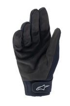 Alpinestars Stella A-Dura Thermal Handsker, cykelhandsker til kvinder, sort, set fra håndfladen med syntetisk ruskindstekstur, neoprenmanchet med krog-og-løkke-lukning og hvidt stjernelogo, MTB-udstyr til koldt vejr