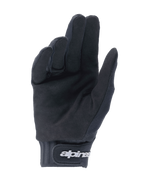 Alpinestars Youth A-Dura Gloves, Black, palm side view showing synthetic suede material for grip, neoprene cuff with hook and loop wrist strap and white logo, designed for youth mountain bike and off-road cycling