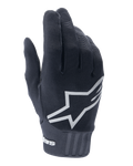 Alpinestars Youth A-Dura Gloves, Mountain Bike Gloves, Black, Large white star logo on back of hand, textured fabric with ribbed cuff detail, flexible design for off-road cycling