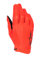 Alpinestars A-Aria Gloves, Mountain Bike Gloves, Spicy Orange, featuring a black star logo on the side, textured breathable stretch fabric, and a lightweight low-profile design.