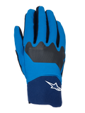 Alpinestars A-Supra handsker, MTB-cykelhandsker, blå og mørkeblå med sorte detaljer, hvidt Astars-logo på manchetten, fleksibel stofkonstruktion til off-road-performance