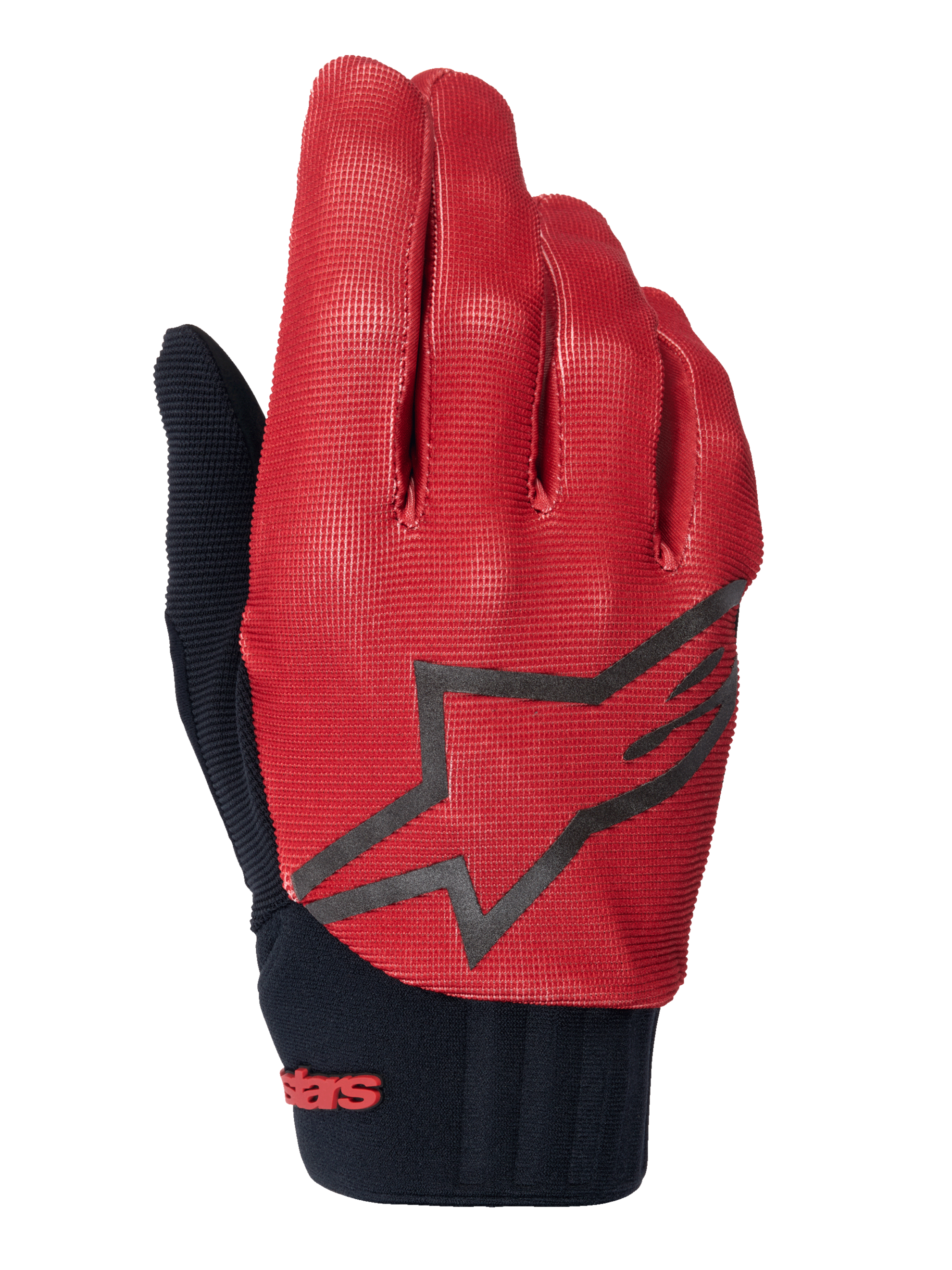 Alpinestars A-Dura Gloves, MTB Cycling Gloves, Dark Orange and Black, textured grid pattern upper, large black star logo, black neoprene cuff with red branding, designed for mountain bike grip and performance