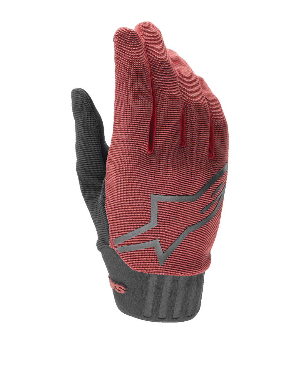 Alpinestars Stella A-Dura handsker til damer, mountainbike-handsker, bordeauxrød og sort, tekstureret overdel i stof, stort gråt stjernelogo på håndryggen, sort neoprenmanchet med sikker lukning, ergonomisk pasform og ydeevne