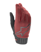 Alpinestars Stella A-Dura handsker til damer, mountainbike-handsker, bordeauxrød og sort, tekstureret overdel i stof, stort gråt stjernelogo på håndryggen, sort neoprenmanchet med sikker lukning, ergonomisk pasform og ydeevne