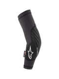 Alpinestars Youth Paragon Lite albuebeskyttere, sort, letvægts MTB mountainbike-beskyttelse, åndbart mesh-ærme med hvidt stjerne-logo og Paragon LITE-branding, ergonomisk buet design med slidstærkt frontpanel