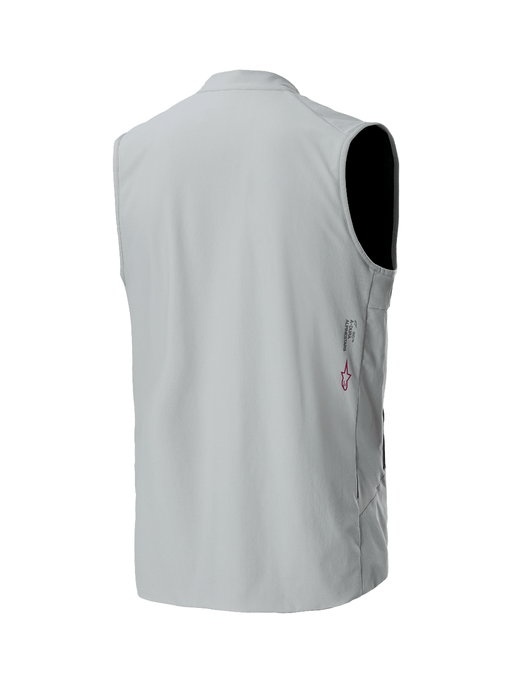 Alpinestars A-Dura Thermal Vest, Titanium Gray, set bagfra, let isoleret cykelvest, med et lille Alpinestars-logo og A-Dura-branding på den nederste del af ryggen, rent minimalistisk design til mountainbiking
