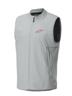 Alpinestars A-Dura Thermal Vest, Titanium grå, magenta Alpinestars stjerne-logo på brystet, gennemgående lynlås med lodrette sidelommer, letvægts isoleret vest til mountainbike og trailkørsel