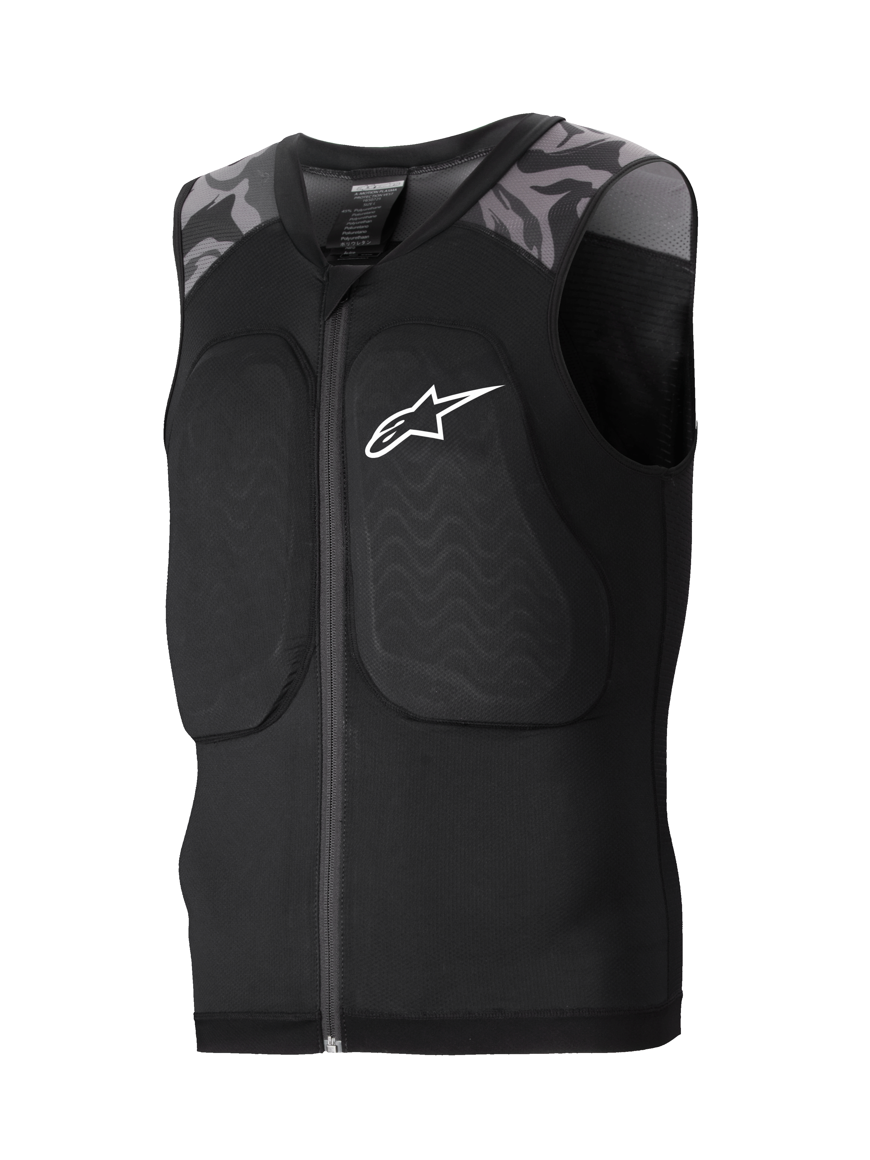 Alpinestars A-Motion Plasma Protection Vest, Mountain Biking Protection Vest, Black and Camo, CE Level 1 certified with Nucleon Plasma chest and back protection, breathable stretch mesh construction