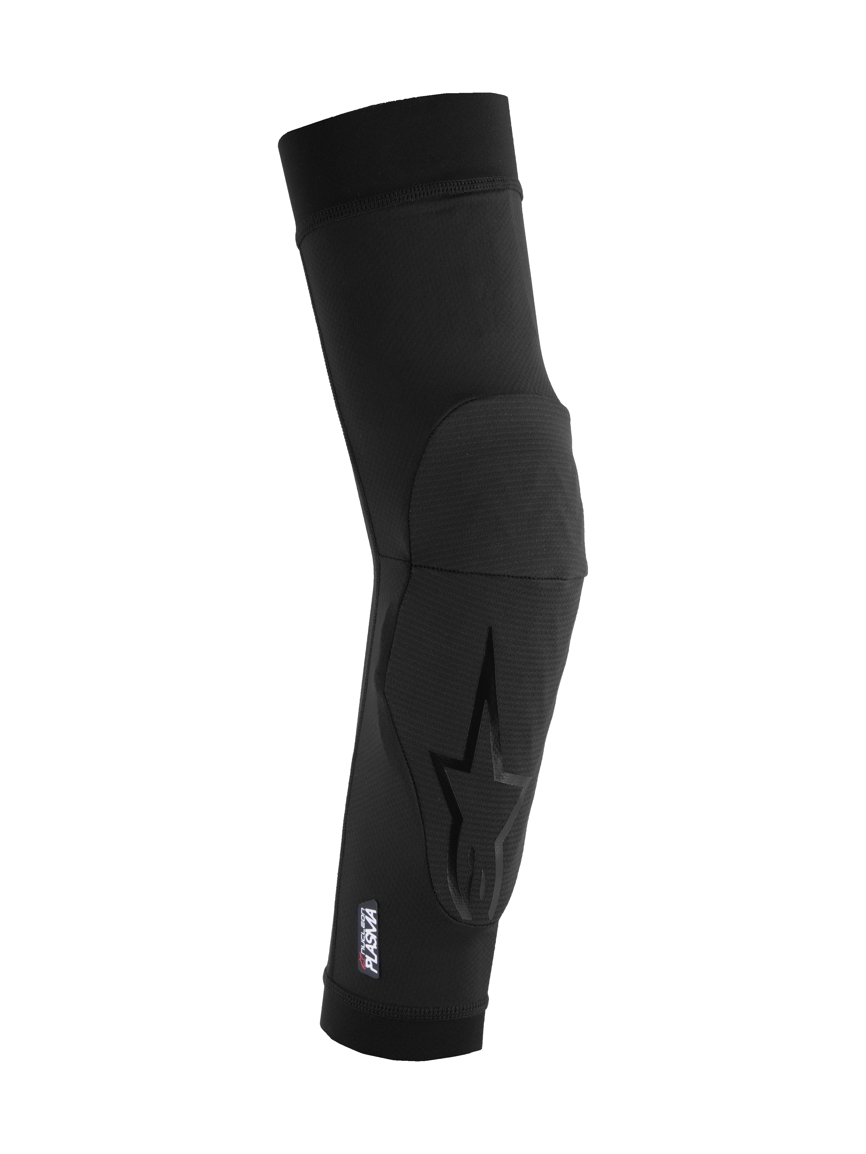 Alpinestars A-Motion Plasma Elbow Sleeve, sort, MTB-albuebeskytter med Nucleon Plasma-stødabsorbering, åndbart mesh-slip-on-design med ergonomisk pasform og diskret stjerne-logo, letvægtsbeskyttelse til terrænkørsel