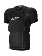 Alpinestars A-Impact Plasma beskyttelsesjakke med korte ærmer, MTB-beskyttelsesjakke, sort, med polstrede skuldre og brystbeskyttelse, forskudt lynlås i siden, åndbart ribbet mesh-stof og hvidt logo på brystet