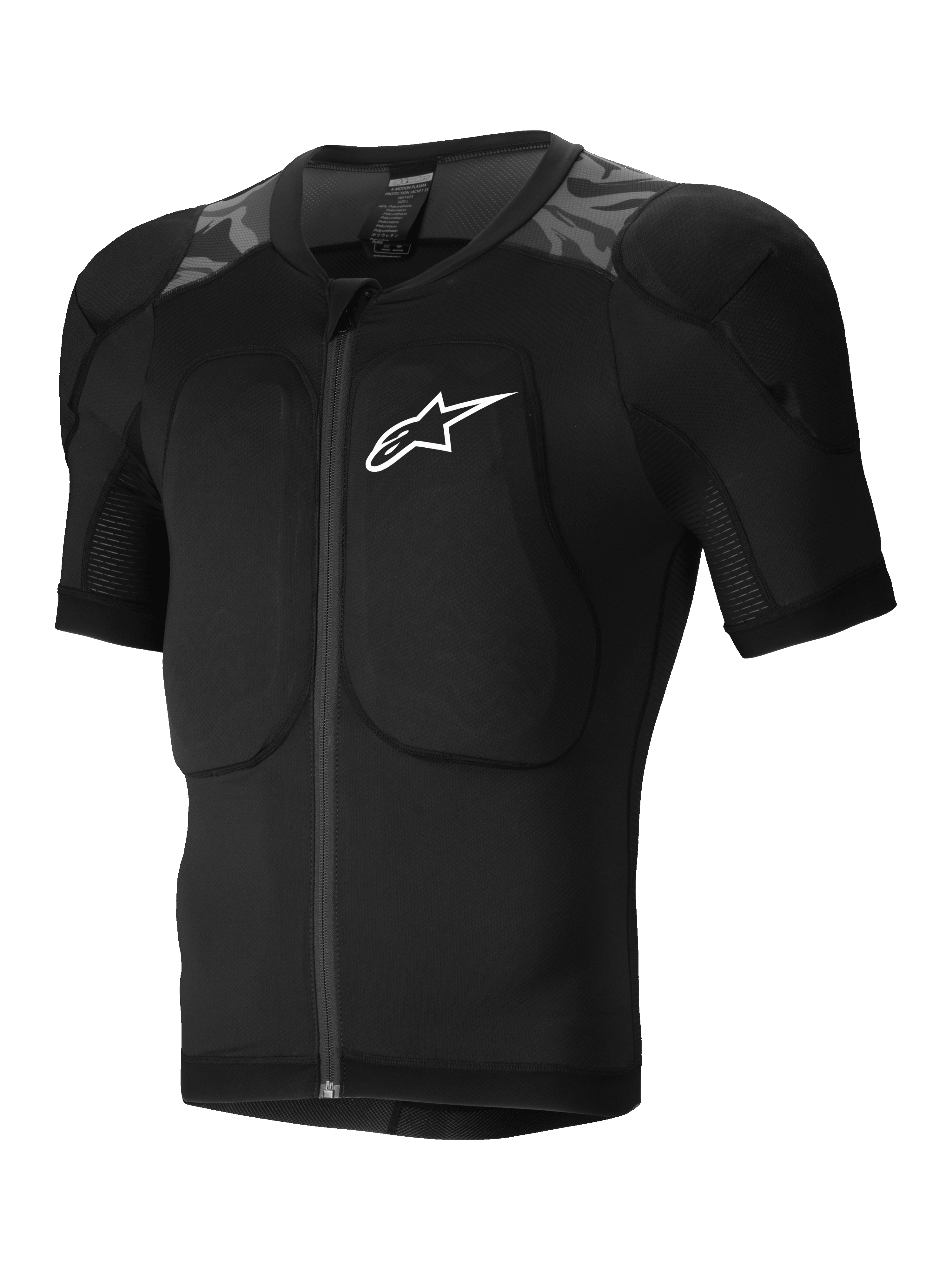 Alpinestars A-Motion Plasma Beskyttelsesjakke, kortærmet mountainbike beskyttelsesjakke, sort camo, CE-certificerede Nucleon Plasma beskyttere og åndbar mesh-konstruktion