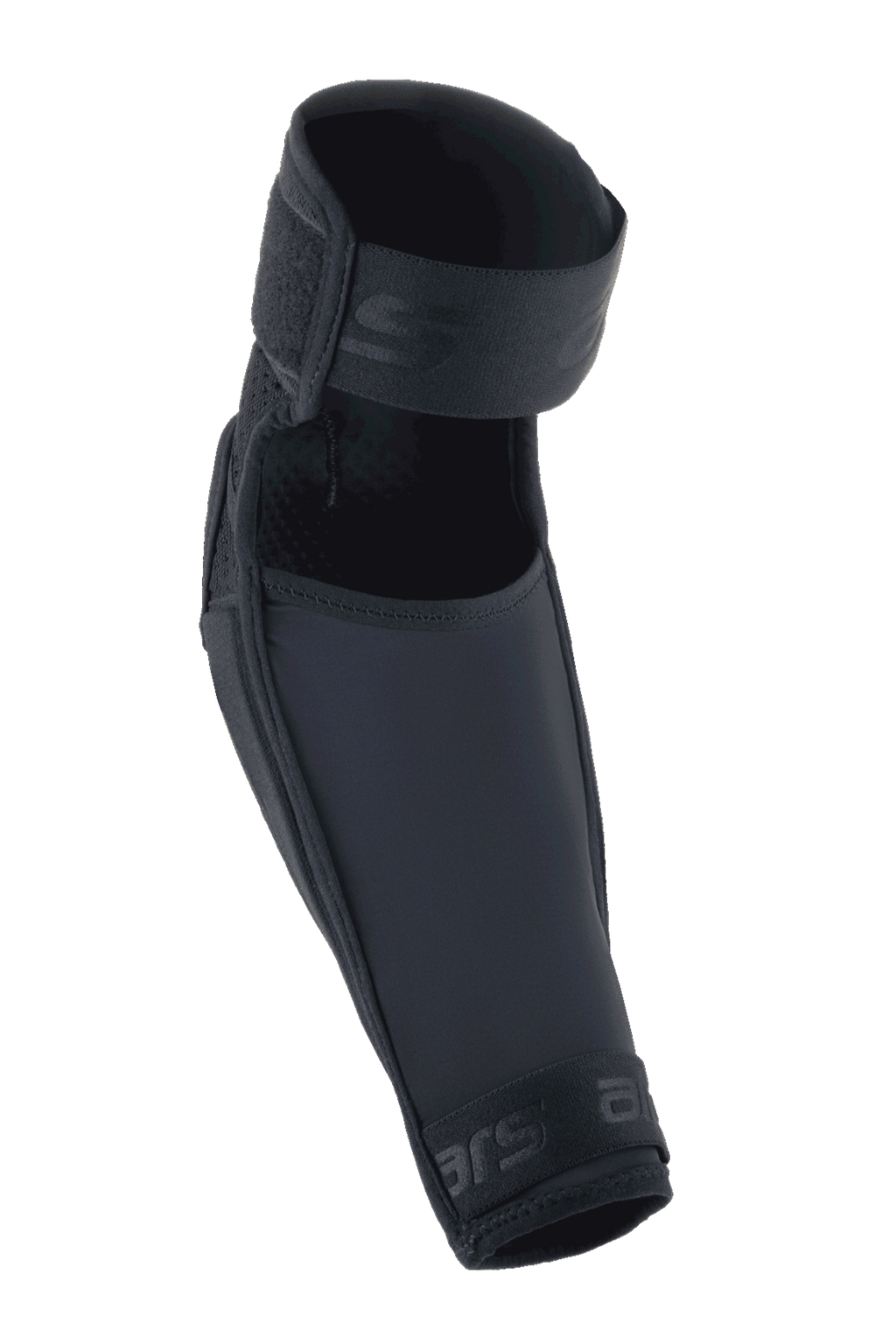 Alpinestars A-Impact Plasma Elite albuebeskytter, sort, med dobbelt strop-lukning, forbøjet ergonomisk design, mesh- og ripstop-tekstilkonstruktion, højtydende beskyttelse til mountainbike-kørsel