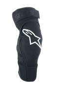 Alpinestars A-Impact Plasma Elite knæbeskytter, MTB-knæbeskyttere, sort med hvidt Astar-logo, ergonomisk forbuet design med mesh-ventilation, justerbar dobbelt strop-lukning