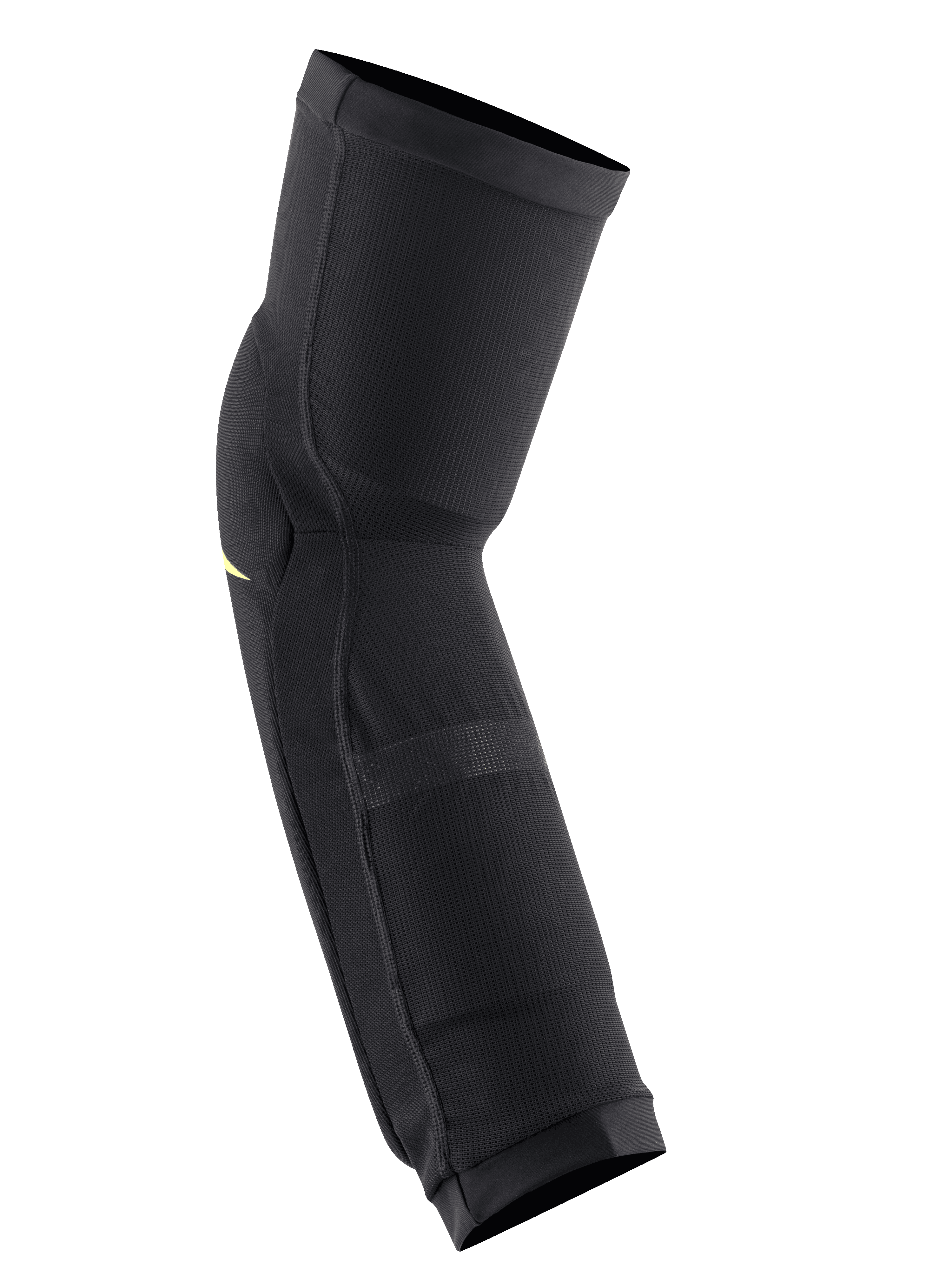 Alpinestars Paragon Plus Knee/Shin Protectors, Black Acid Yellow, slip-on protective sleeve, features breathable mesh construction and ergonomic pre-shaped design for MTB trail riding