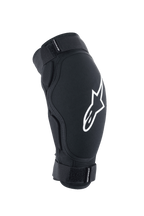 Alpinestars A-Impact Plasma Pro albubeskytter, MTB-beskyttelsesudstyr, sort med hvidt logo, med to justerbare velcroremme og ergonomisk forbøjet design