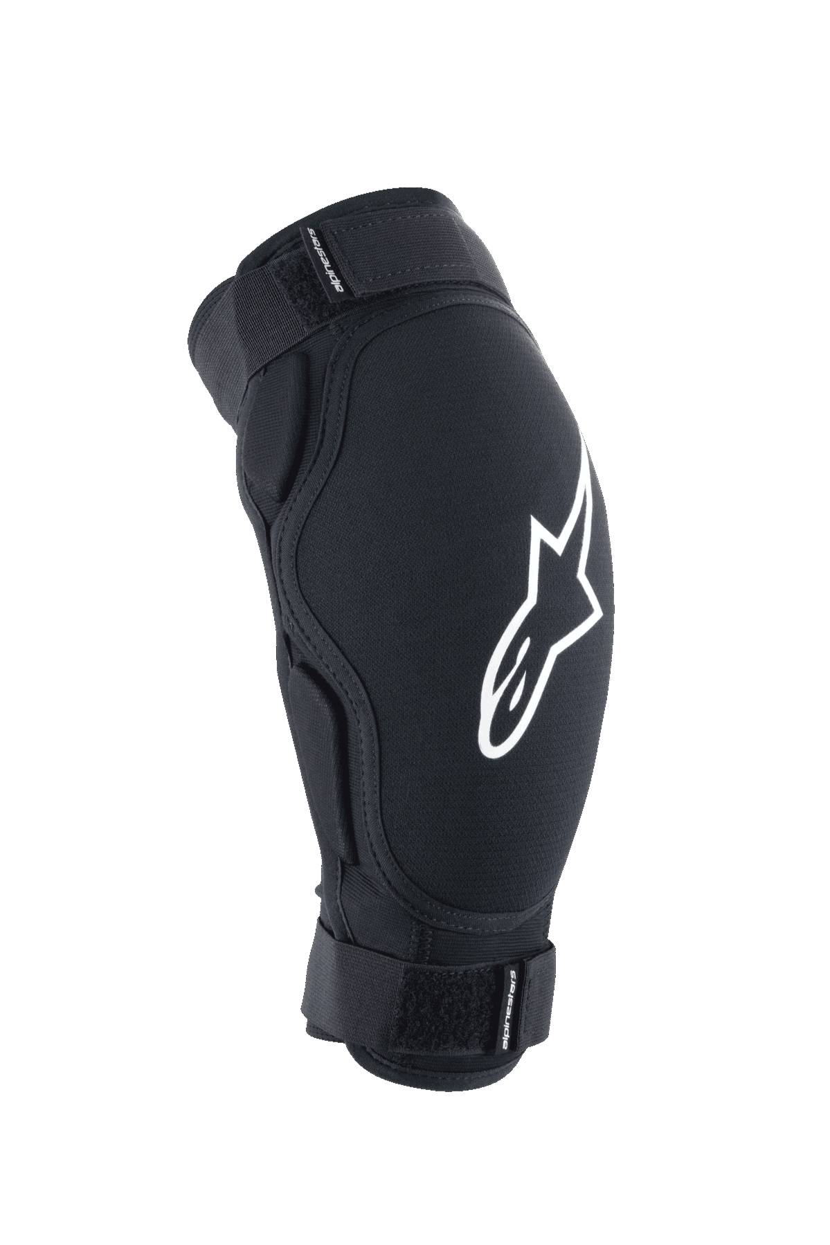 Alpinestars A-Impact Plasma Pro albubeskytter, MTB-beskyttelsesudstyr, sort med hvidt logo, med to justerbare velcroremme og ergonomisk forbøjet design