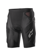 Alpinestars Vector Tech Shorts, sorte beskyttelsesshorts til cykling, polstret kompressionsdesign med røde mesh-paneler, hvidt stjernelogo på låret, letvægts stræk-mesh med EVA-skumbeskyttelse, MTB- og downhill-udstyr