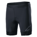 Alpinestars Alps Inner Shorts, sorte cykel-indershorts, integreret polstret siddeområde, elastisk taljebånd, reflekterende Astars-logo på venstre ben, strækbart syntetisk materiale, fugttransporterende komfort