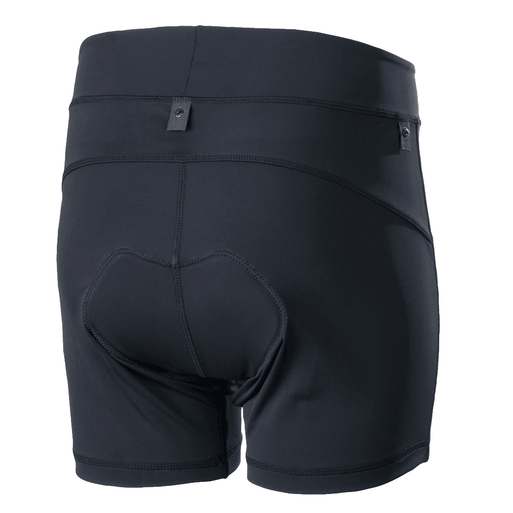 Alpinestars Stella Drop indershorts til kvinder, sort, MTB-indershorts, set bagfra med integreret chamois-polstring og snap-integrationstabs, ergonomisk kompressionspasform til Enduro