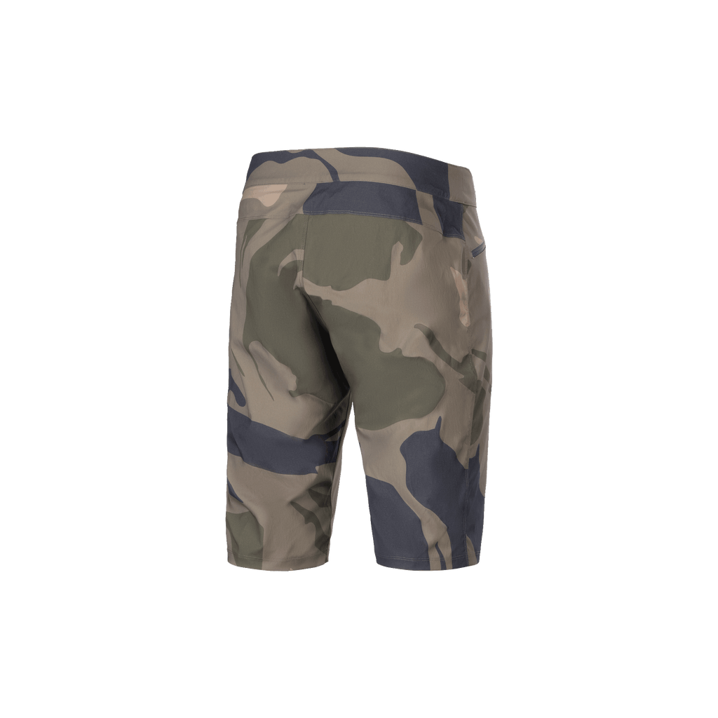 Alpinestars A-Dura Camo Liner Shorts, herre mountainbike-shorts, brun og camouflage, bagside med slidstærkt 2-vejs strækstof og lynlåslommer