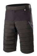 Alpinestars Denali 2 Shorts, Mountain Bike Shorts, Black Grisaille, featuring quilted Primaloft insulation panels, zippered side pocket, and adjustable waist, knee-length durable textile for MTB