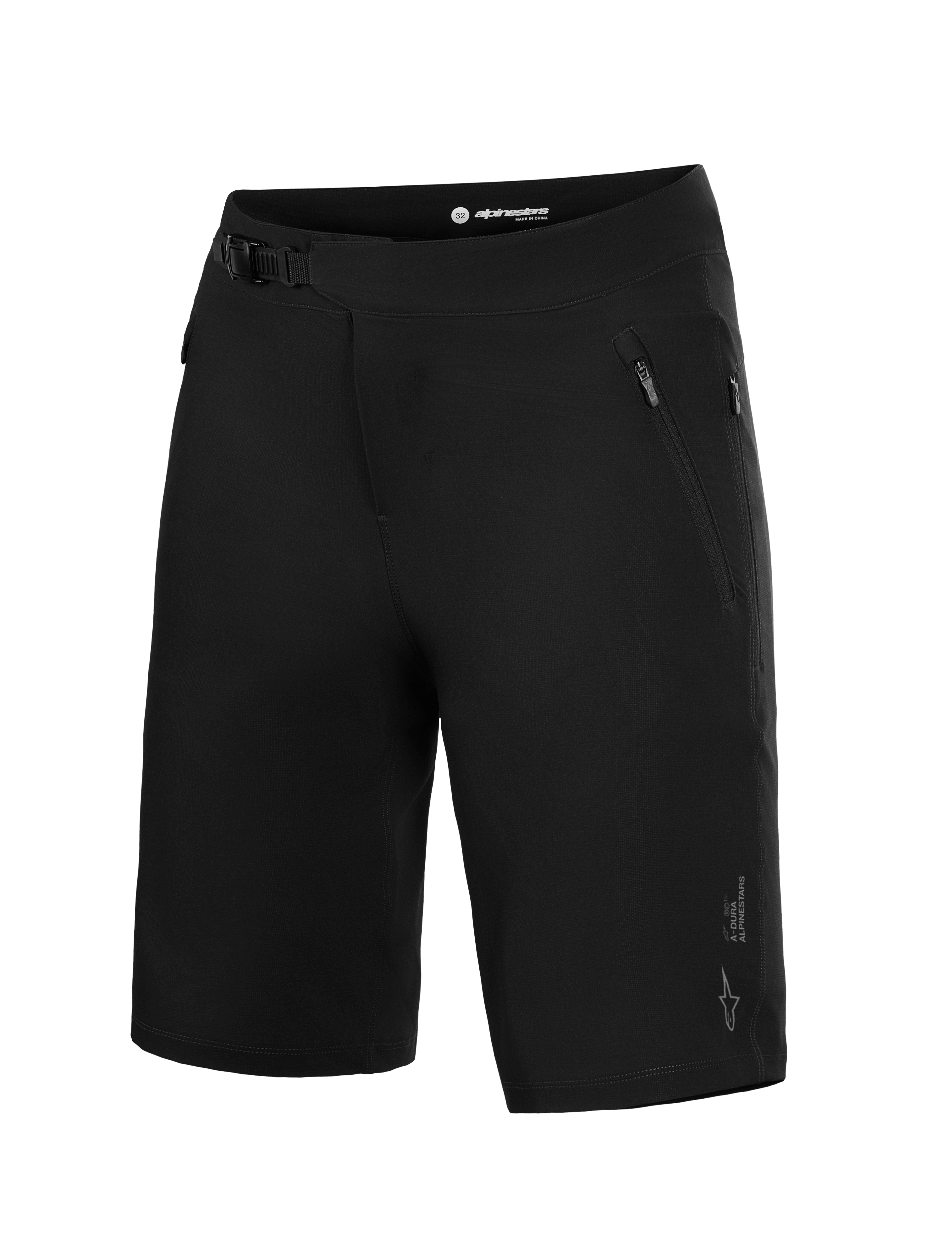 Sorte Alpinestars A-Dura Ride MTB-shorts med skraldelukning og lynlåslommer til trail-performance.