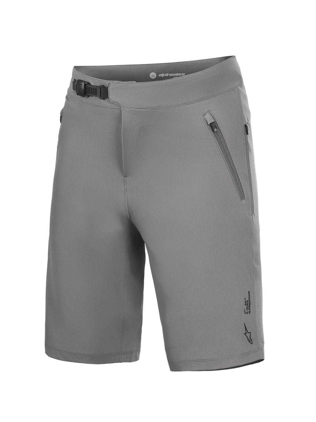 Grå A-Dura Ride MTB-shorts i 4-vejs stræk med skraldelukning og lynlåslommer, ideelle til mountainbike.