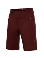 Alpinestars A-Dura Ride Liner shorts i bordeaux, MTB-udstyr med 4-vejs stræk, frontspænde og lynlåslommer på siden.