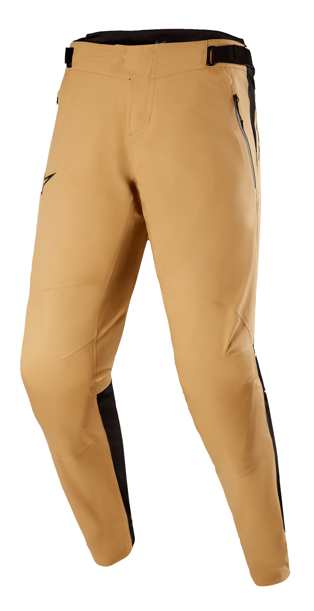 Alpinestars Tahoe 8.1 Waterproof bukser, vandtætte MTB-bukser, khaki og sort, forbøjede ben, lynlåslommer foran og justerbar talje, med sorte sidepaneler og sømløst skridt til terrænkørsel i al slags vejr