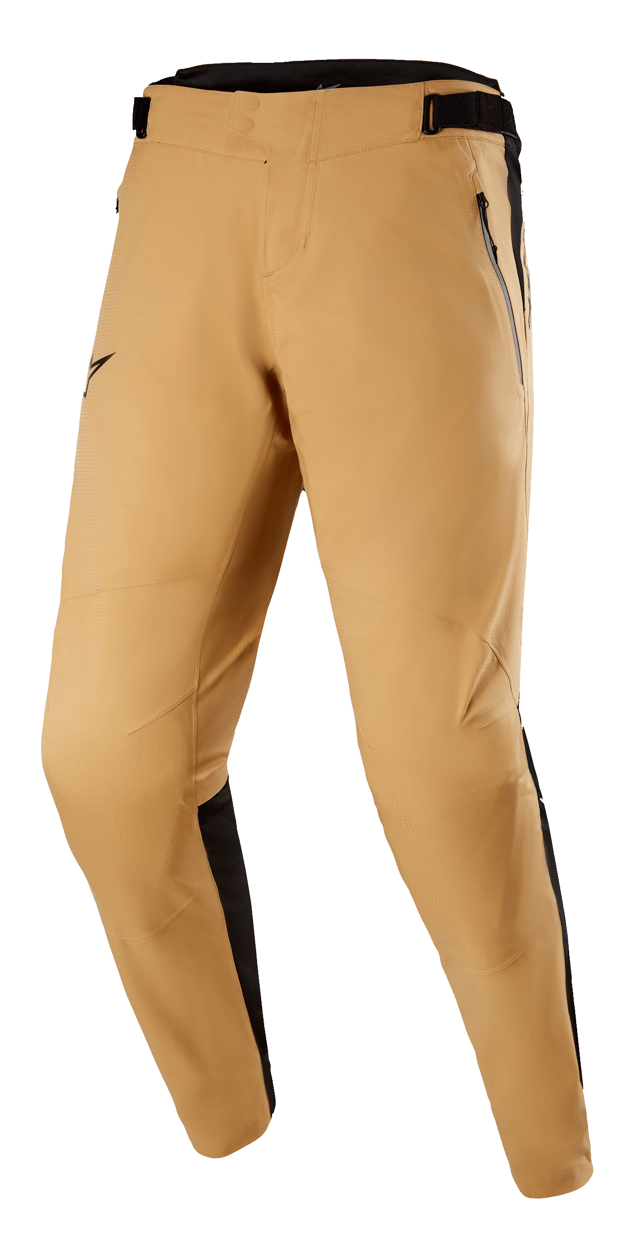 Alpinestars Tahoe 8.1 Waterproof bukser, vandtætte MTB-bukser, khaki og sort, forbøjede ben, lynlåslommer foran og justerbar talje, med sorte sidepaneler og sømløst skridt til terrænkørsel i al slags vejr