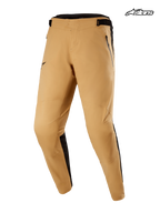 Alpinestars Tahoe 8.1 Waterproof Pants, men's mountain bike waterproof pants in khaki and black, front studio view showing seam-sealed technical textile construction and zippered pockets