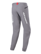 Alpinestars A-Dura Elite bukser, MTB-cykelbukser, mørkegrå, set bagfra med hvidt Alpinestars-branding på benene, lille rødt mærke i taljen og lynlåslomme, teknisk design til mountainbike