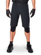 Alpinestars A-Aria Elite shorts, mountainbike-shorts, sort, vist med knæbeskyttere og sorte handsker, laserskåret ventilation og justerbar talje med spænde, performance off-road cykeludstyr