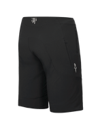 Alpinestars A-Aria Elite Shorts, MTB-shorts, Black Titanium, set bagfra og fra siden, der viser lynlåslomme og hvidt stjernelogo, performance-pasform til cykling