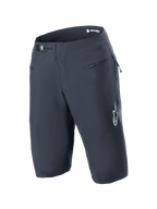 Alpinestars A-Aria Shorts, sorte, mountainbike-shorts med ratchet-lukkesystem i taljen og lynlåslommer foran, hvidt Astars-logo på benet, teknisk performance-cykeltøj