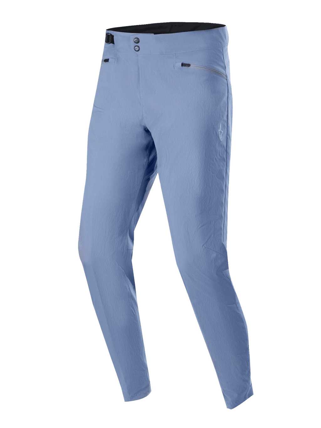Alpinestars A-Dura bukser, MTB cykelbukser, Infinity Blue, med dobbelt snap-lukning i taljen og lynlåslommer, letvægts 2-vejs strækstof, almindelig pasform til off-road performance.