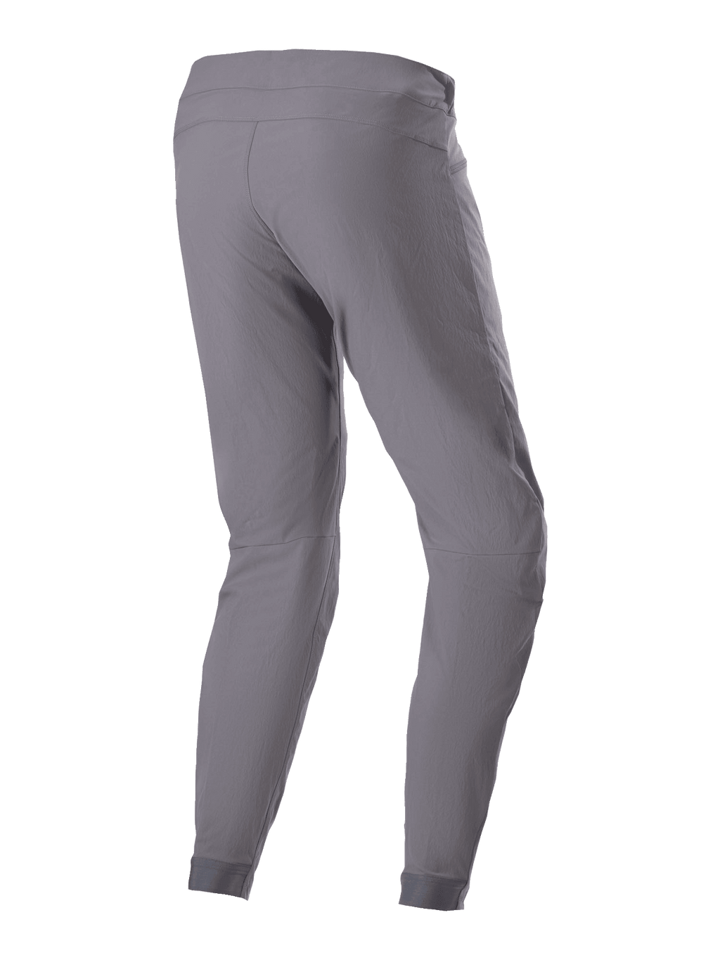 Alpinestars A-Dura bukser, MTB-cykelbukser, mørkegrå, set bagfra i trekvart profil, viser det holdbare 2-vejs strækstof, elastiske manchetter og ergonomisk pasform designet til mountainbike trail performance.