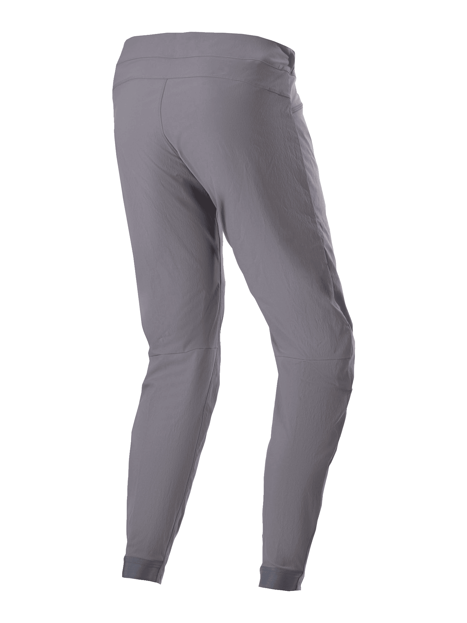 Alpinestars A-Dura bukser, MTB-cykelbukser, mørkegrå, set bagfra i trekvart profil, viser det holdbare 2-vejs strækstof, elastiske manchetter og ergonomisk pasform designet til mountainbike trail performance.